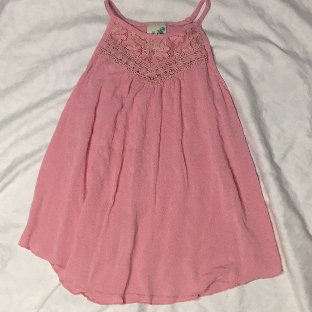 Girls pink lace tank, childs
